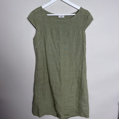 Ipsy Olive-Leinenkleid