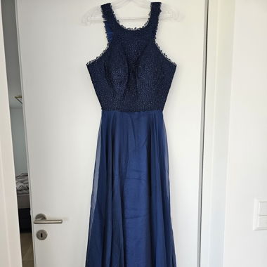 Luxuar Abendkleid Chiffon dunkelblau 34