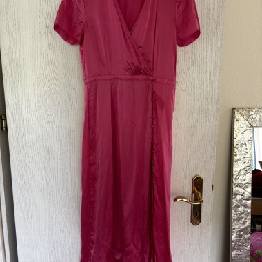 Abito midi rosa 100% seta