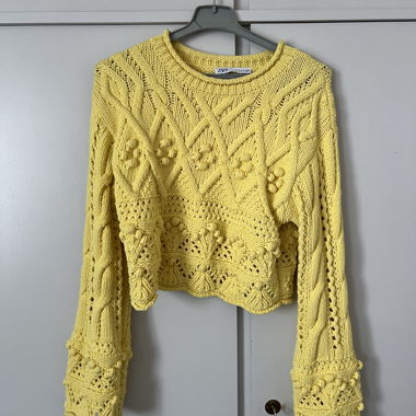 ZARA gelber Häkelpullover cropped Gr. S
