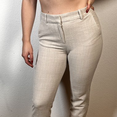 Chino in Karomuster - Beige - Grösse 40