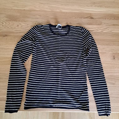 Maglietta a maniche lunghe a righe Zara nero bianco M