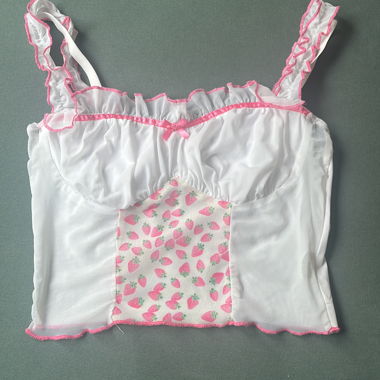 Cute crop top with strawberry print