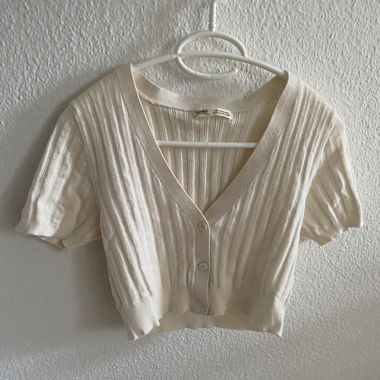 Crop Top (weiss-creme) - Button Down