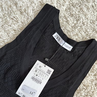 Zara Black Vest Top Size S *Brand New*
