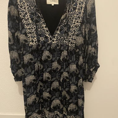 Abito ba&sh a motivi floreali blu navy