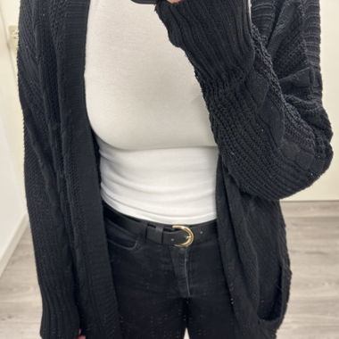 Schwarzer Strick-Cardigan