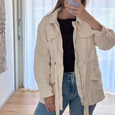 Creme/Weisse Denim Jacke