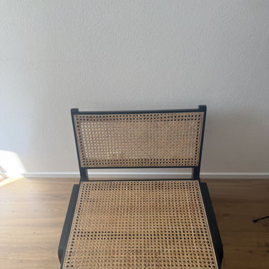 Black Lounge Chair with Rattan