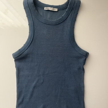 Zara Blue Ribbed Top