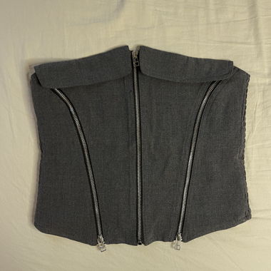 Graues Bustier-Top mit Reisverschluss