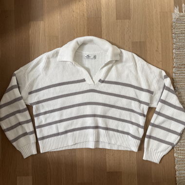 Pull en maille rayé (gris/blanc)