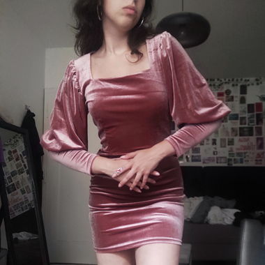 velvet balloon sleeve dress