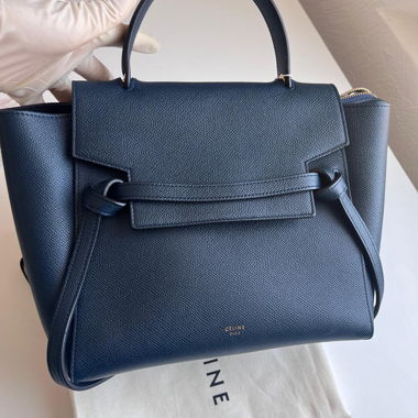 Borsa a mano in pelle Celine Belt Micro con tracolla lunga
