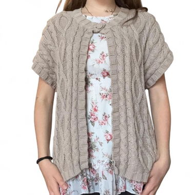 Cardigan crème en maille avec fermeture boutonnée, taille L