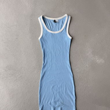 Blue ribbed bodycon mini dress XXS