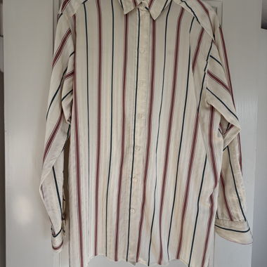 Oversize-Ringelhemd Creme Rosa Grün
