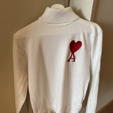 White Ami Heart Sweater