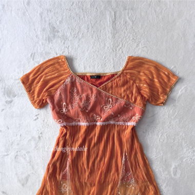 Boho Orange Lace Milkmaid (M/small L)