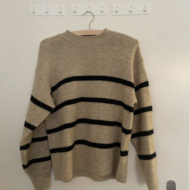 Beige striped knit sweater