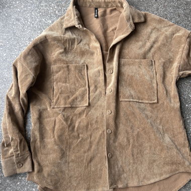 Chemise en velours côtelé beige / brun de Chicorée, taille S
