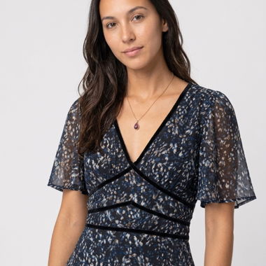 Blau-Schwarzes florales Kleid von Pepe Jeans