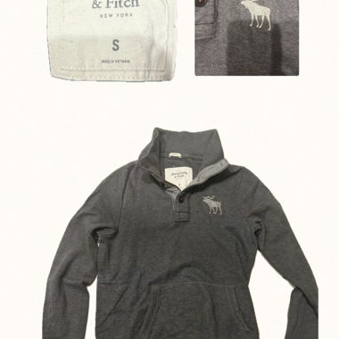 Sweat Abercrombie & Fitch à col boutonné gris S