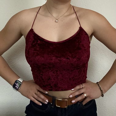 Top en velours bordeau