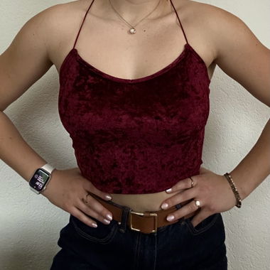 Top en velours bordeau