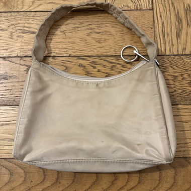 Beige Nylon Schultertasche