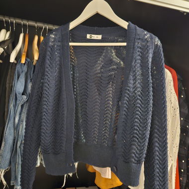 Cardigan bleu foncé en dentelle