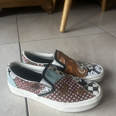 vans slip on tiger patchwork