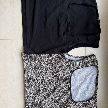 Top nero con stampa leopardata