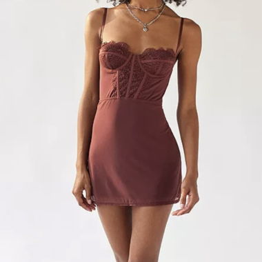 Hyped Y2K Urban Outfitters Korsett-Dress hellbraun
