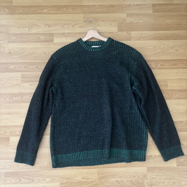 Weekday Strickpullover grün-schwarz in Grösse L