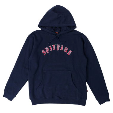 SPITFIRE OLD EMBROIDERED PULLOVER HOODIE NAVY/RED