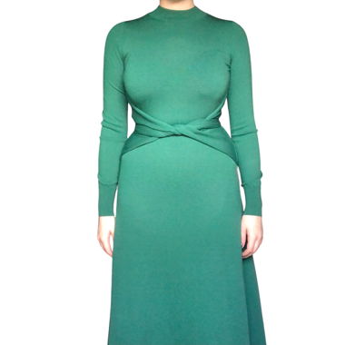 Smaragdgrünes Kleid mit Schleife