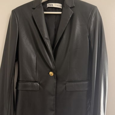 Schwarzer lederoptik ZARA Blazer in XS