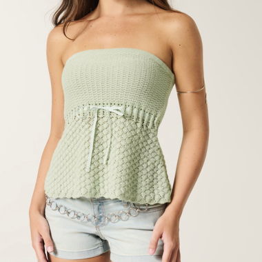 Haut tube tricot vert menthe