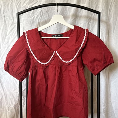 Red Peter Pan Collar Top