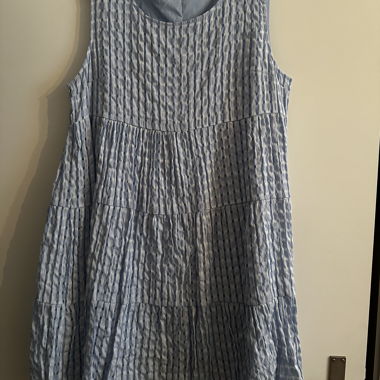 Sleeveless blue striped summer dress