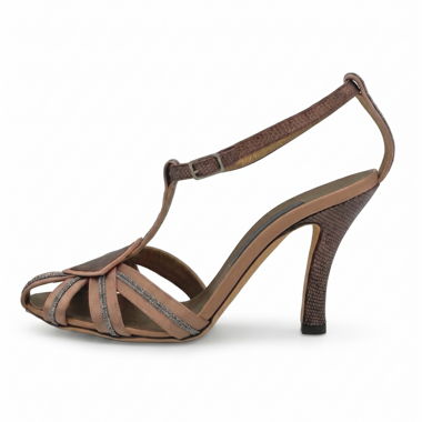 Lanières T façon T-Strap en cuir effet serpent embossé Alberta Ferretti