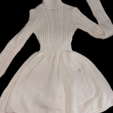 White knit dress with turtleneck