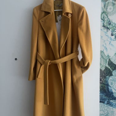 Cappotto Rinascimento senape con cintura taglia S