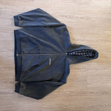 Veste à capuche zippée doublée à carreaux Experimentfive. Réversible