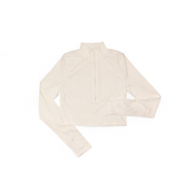 WHITE LONG SLEEVE ZIP UP CROP TOP