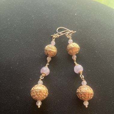 Boucles d’oreilles en argent et améthyste 