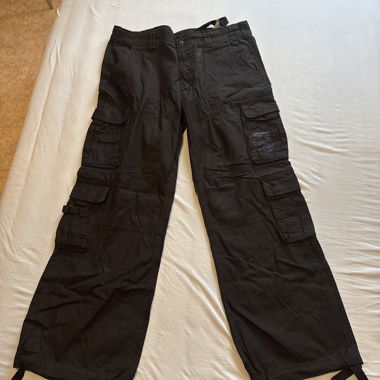 Black cargo trousers with many pockets