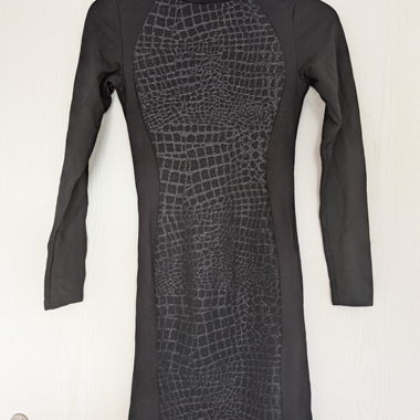 Black bodycon dress with reptile pattern