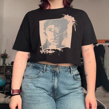 h&m shawn mendes merch cropped t-shirt